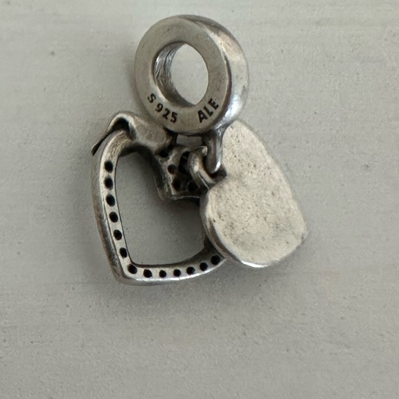 Pandora Heart & Dog Double Dangle Charm "I Woof you" CZ charm - Picture 5 of 5